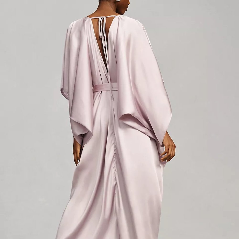 NWT Anthropologie Satin Tie Front Maxi Kaftan - Picture 2 of 8